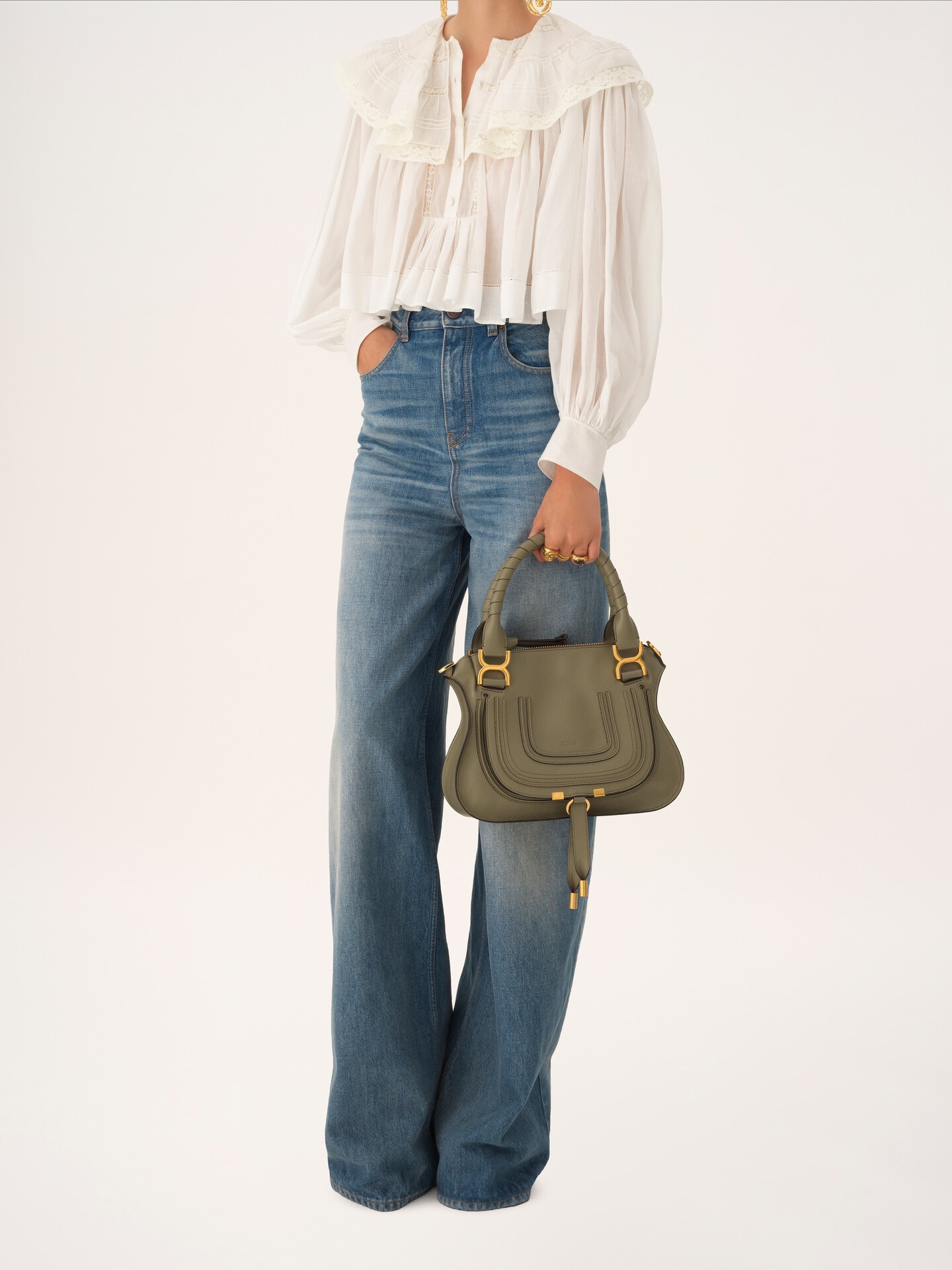 Small Marcie bag in grained leather - 8.0