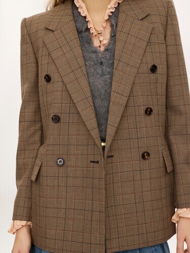Chaqueta de sastre con doble botonadura de lana de cuadros - 5