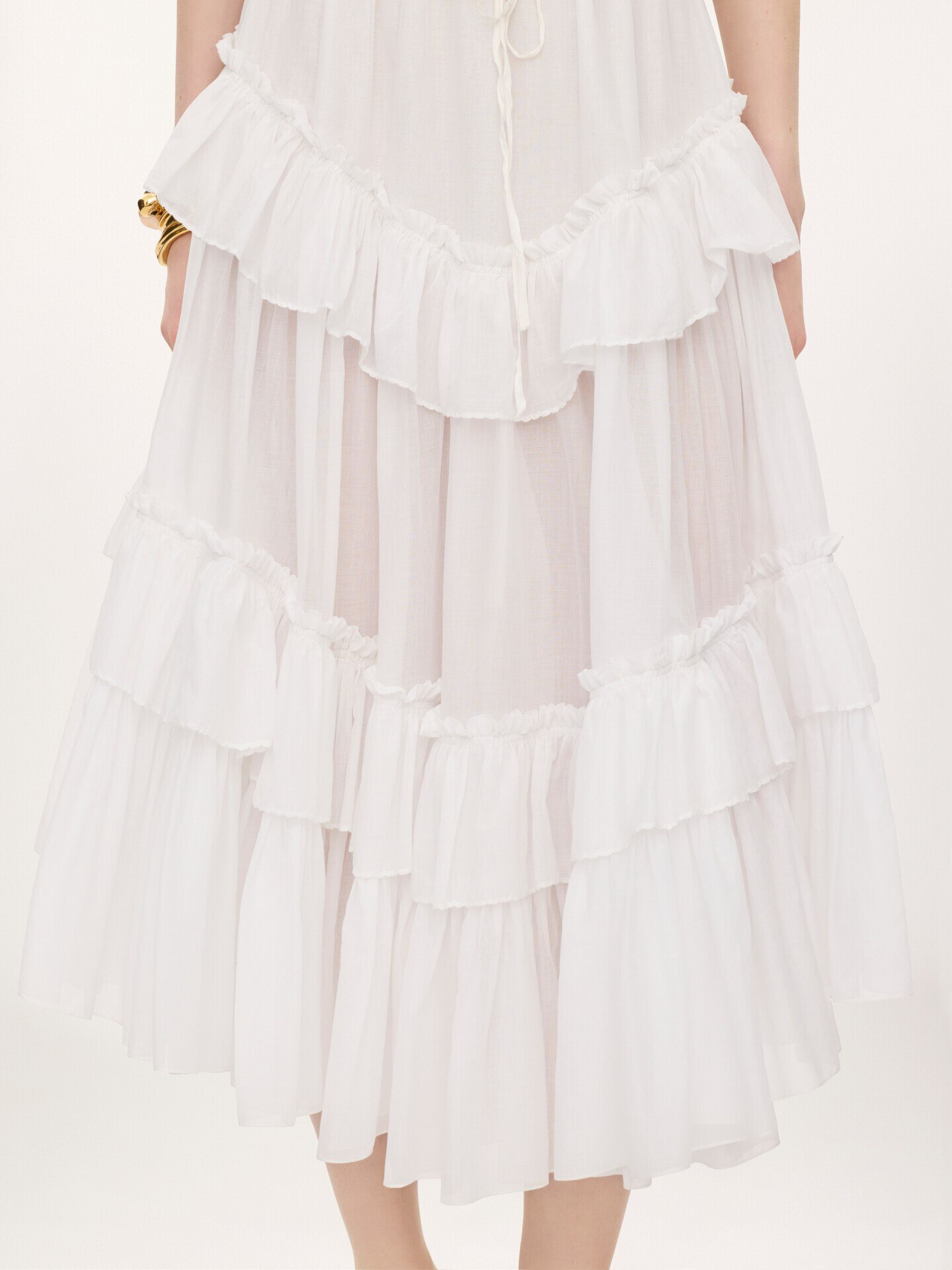 Layered ruffled midi skirt in cotton voile - 5.0