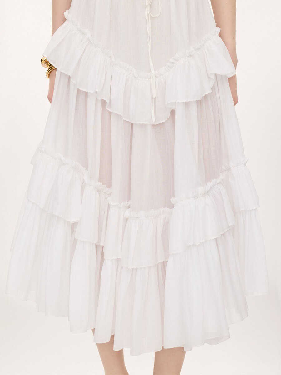 Layered ruffled midi skirt in cotton voile - 5