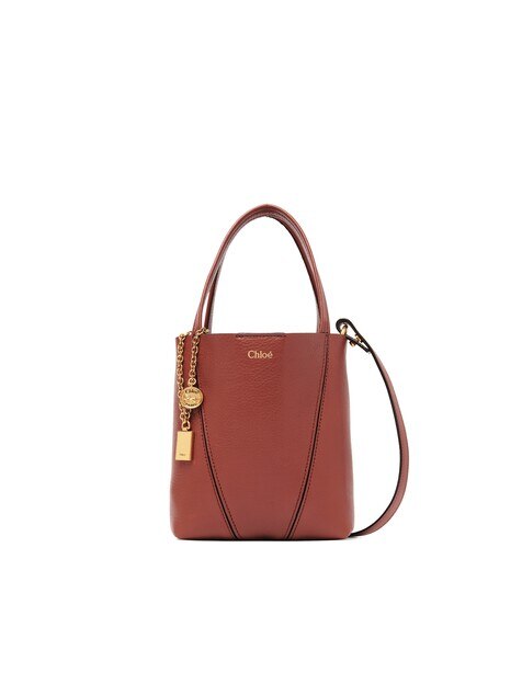 Tote bag piccola Chlo&eacute; Spin in pelle granata