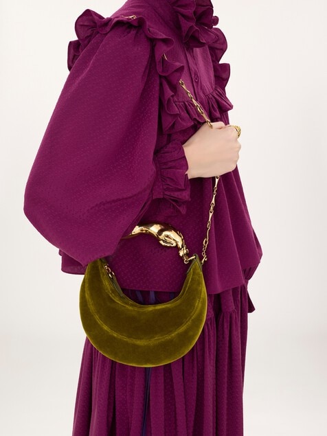 Small Chain Horse shoulder bag in velvet