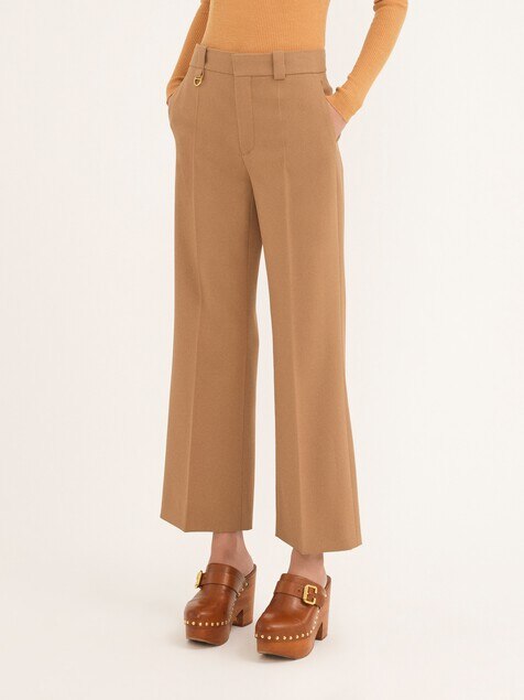 Pantalones de sastre cropped de lana grain de poudre