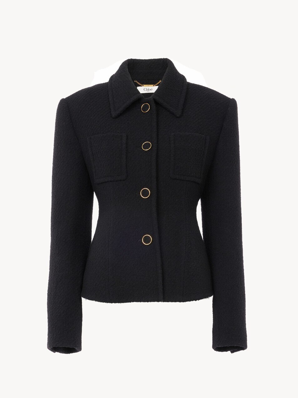 Veste blazer ajust&eacute;e en laine bouclette