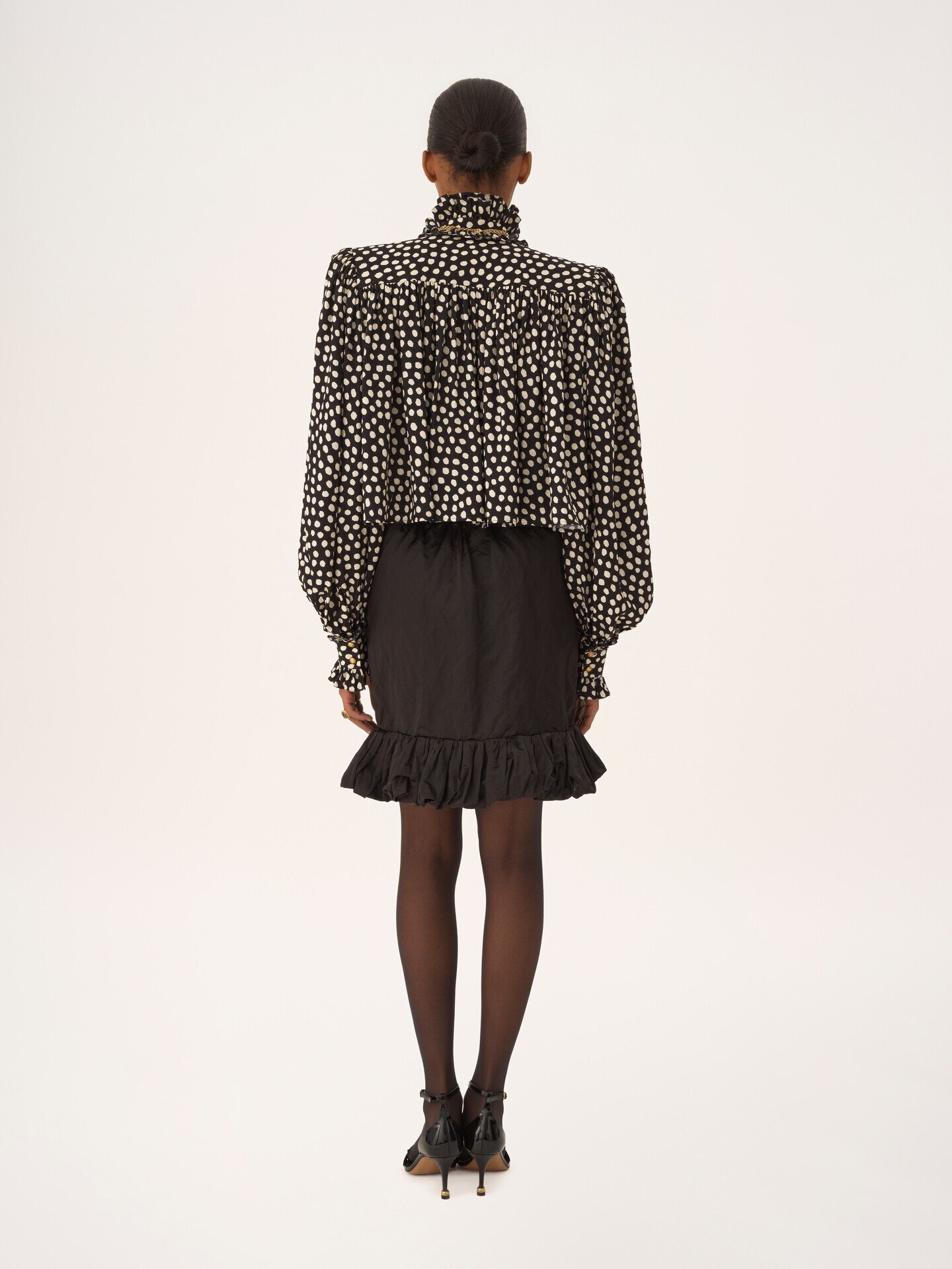 Ruffled mini skirt in washed technical satin - 5