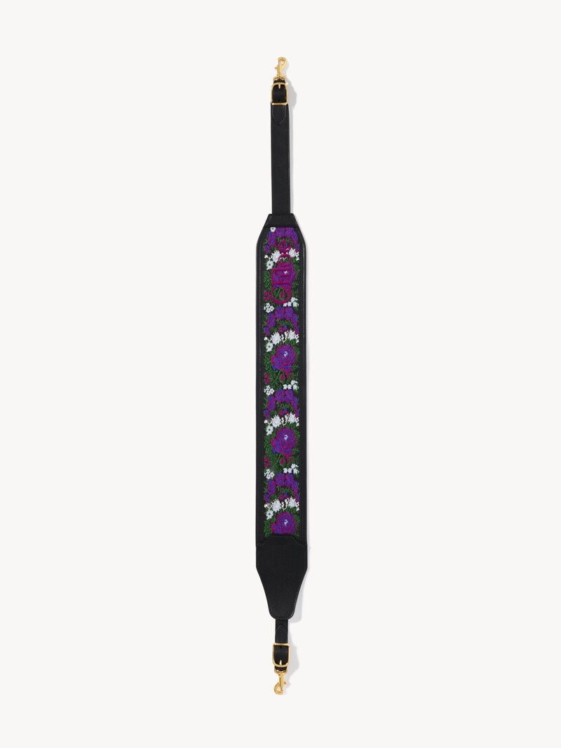 Grained leather strap with roses embroidery by Chloé