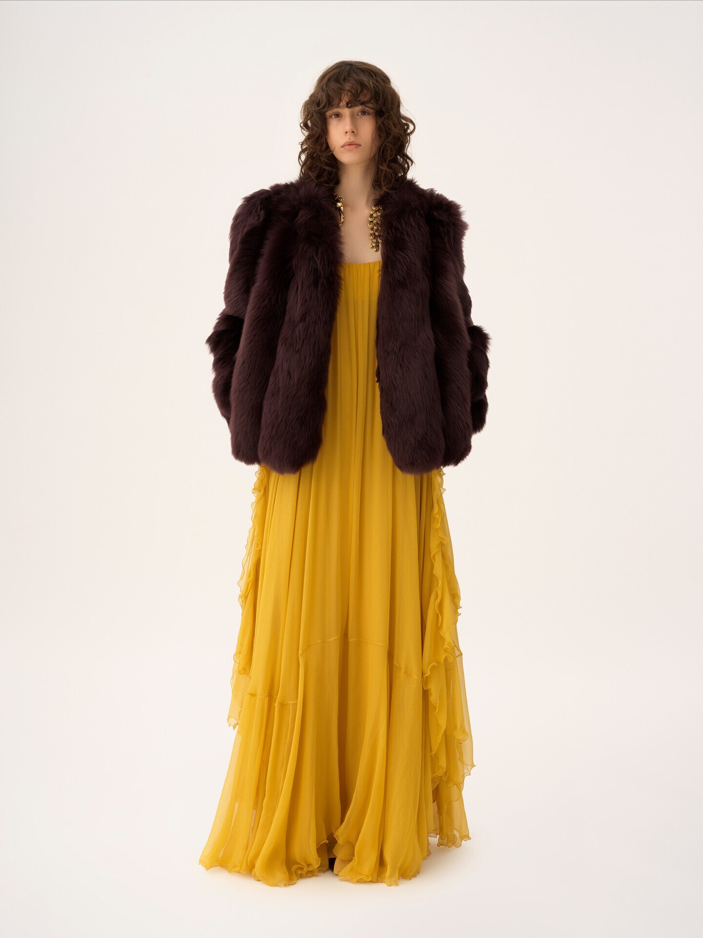 Sleeveless long dress in silk mousseline - 3