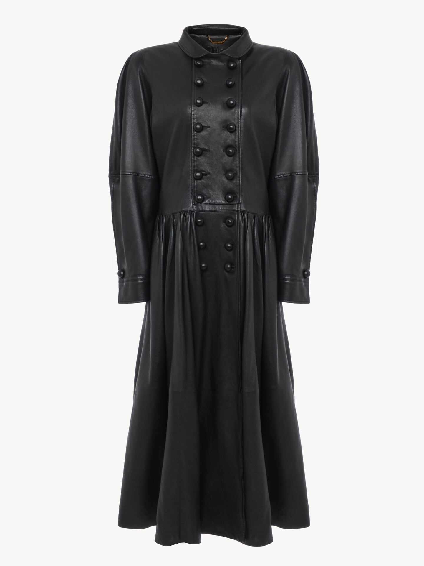 Oversized long riding coat in leather - 2
