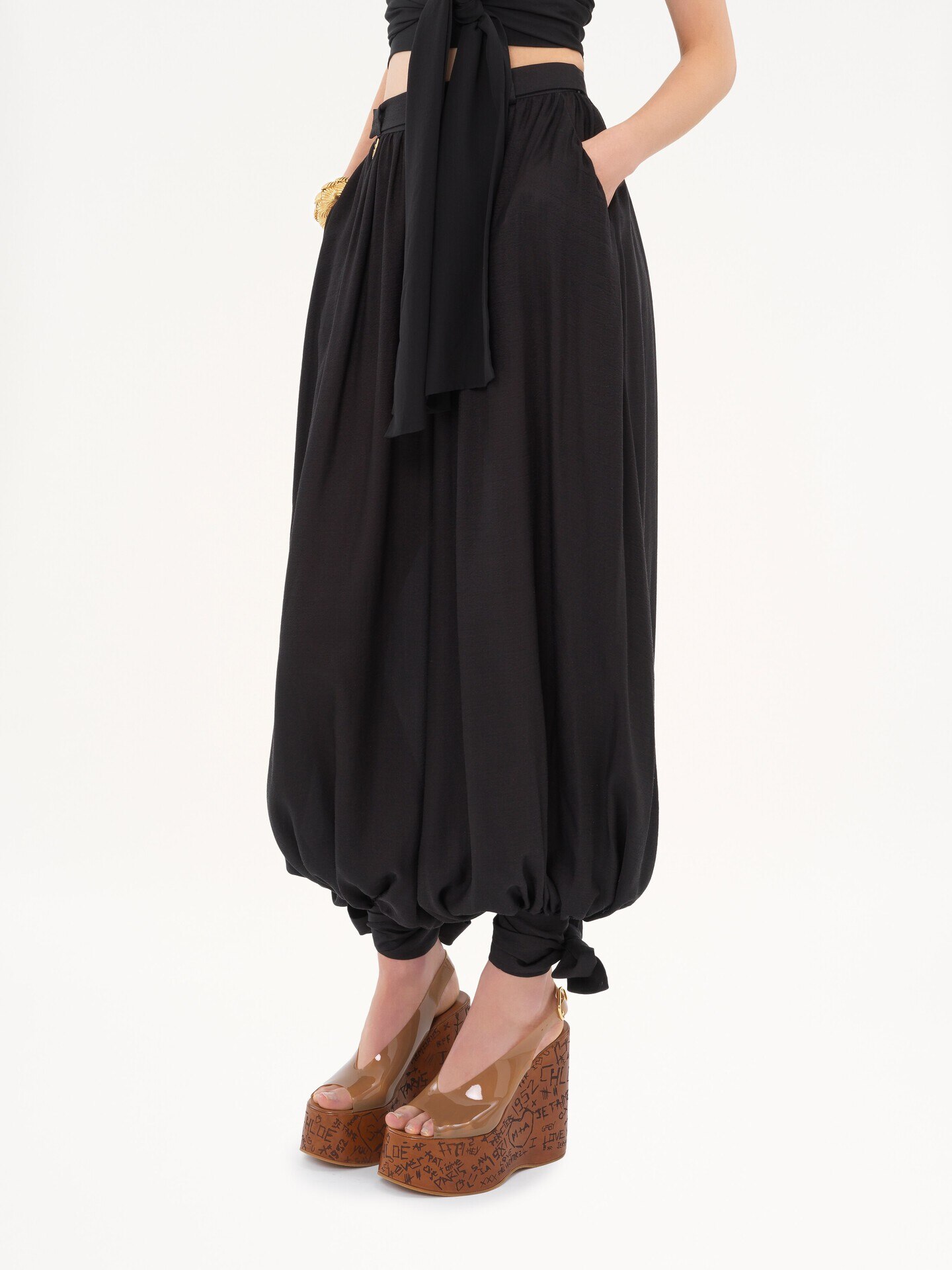 Fluid pleated pants in silk charmeuse - 4