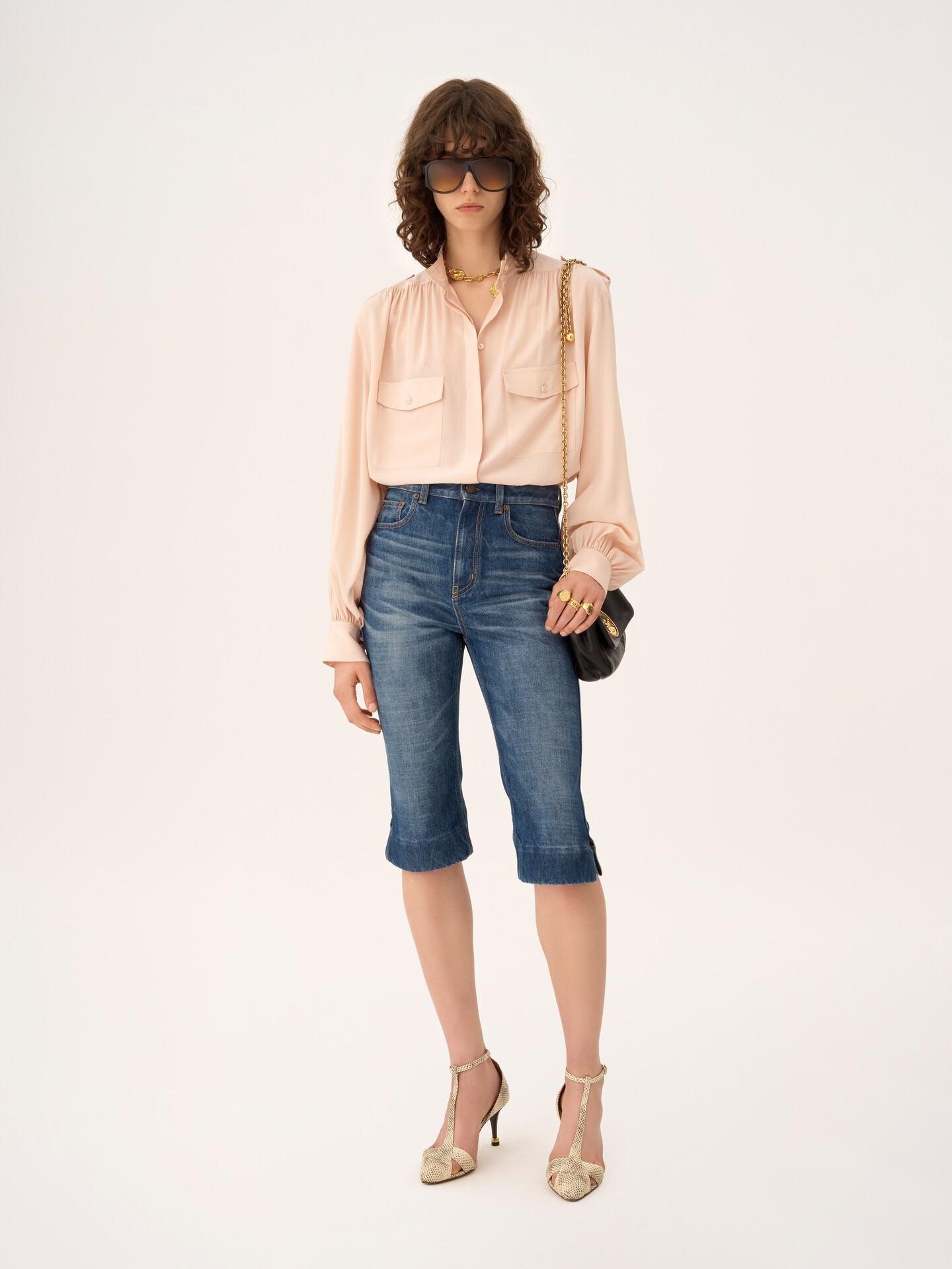 Gathered blouse in cr&ecirc;pe de chine - 3