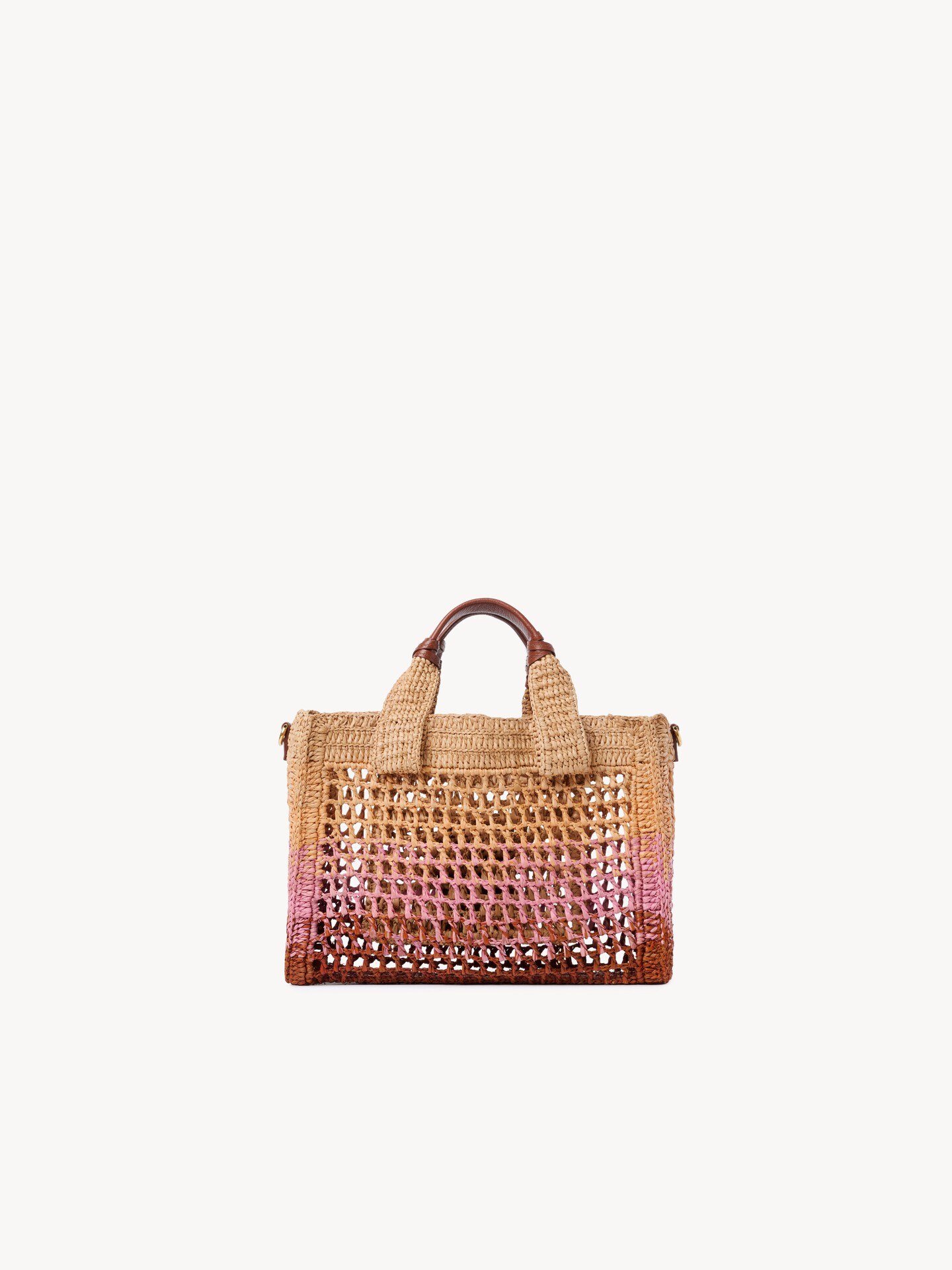 Small Summer Banana east-west tote bag with strap in raffia - 5
