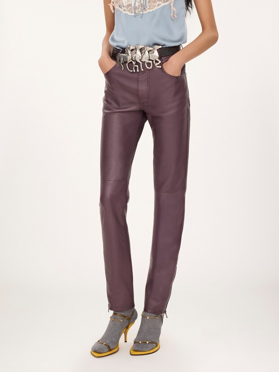 Slim trousers in leather - 4