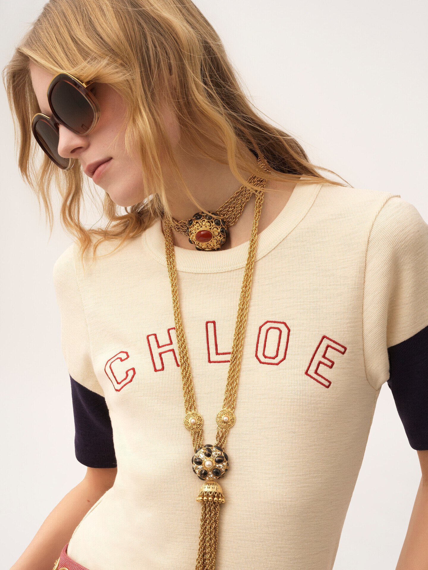 Fitted logo T-shirt in flam&eacute; cotton wool - 6