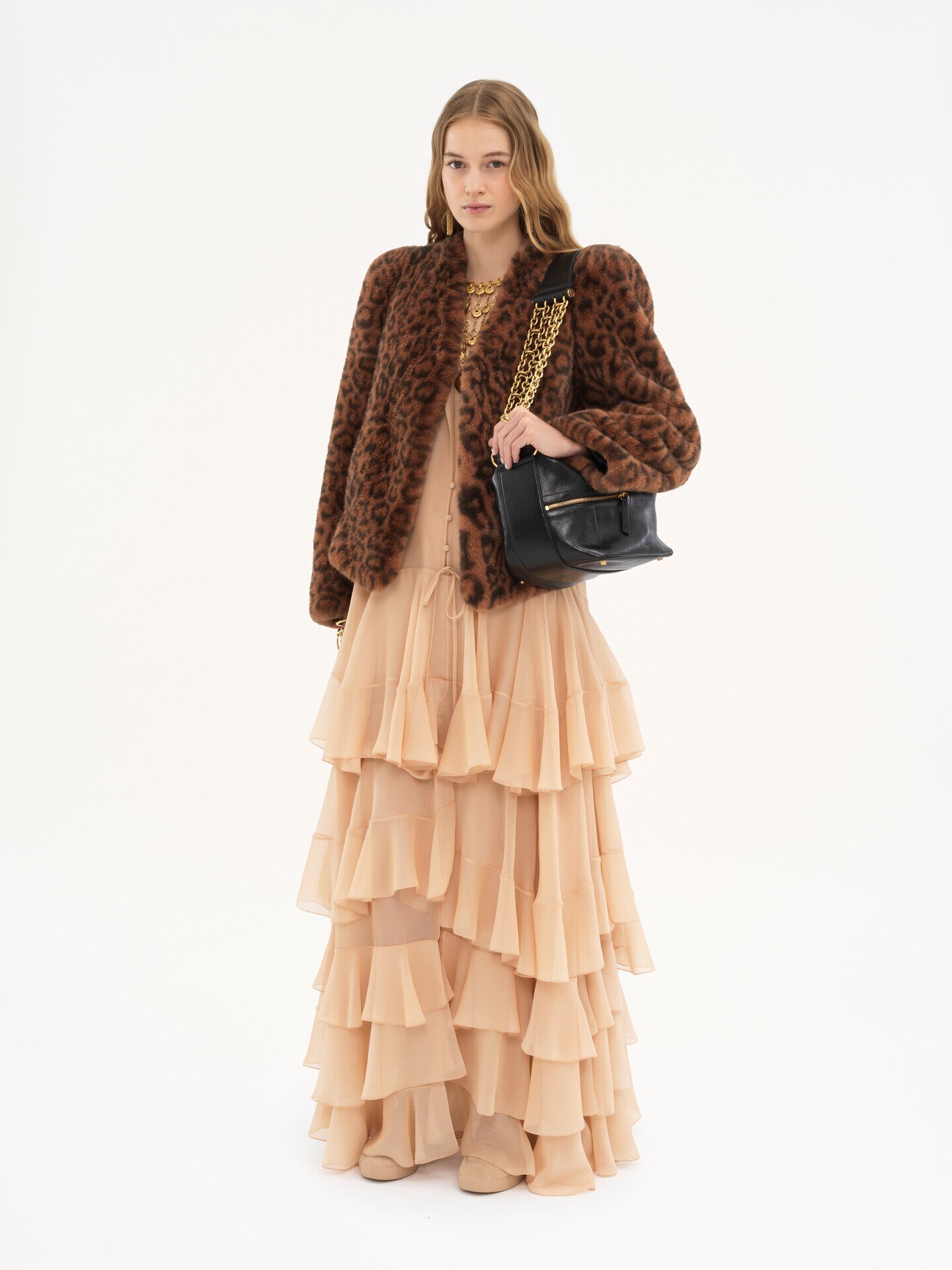 Maxivestido estratificado de georgette de seda - 1.0