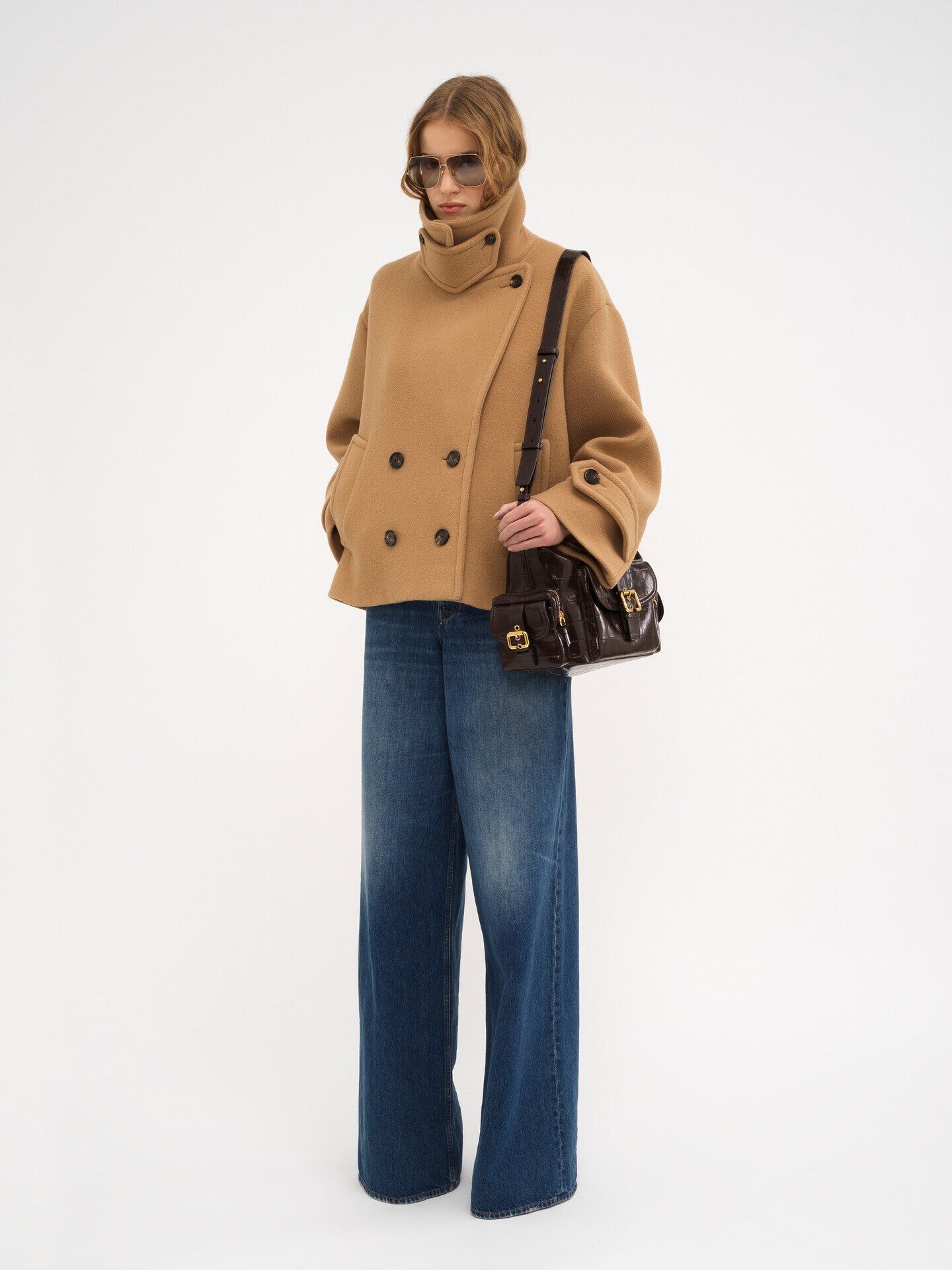 Oversized short coat in wool - 3