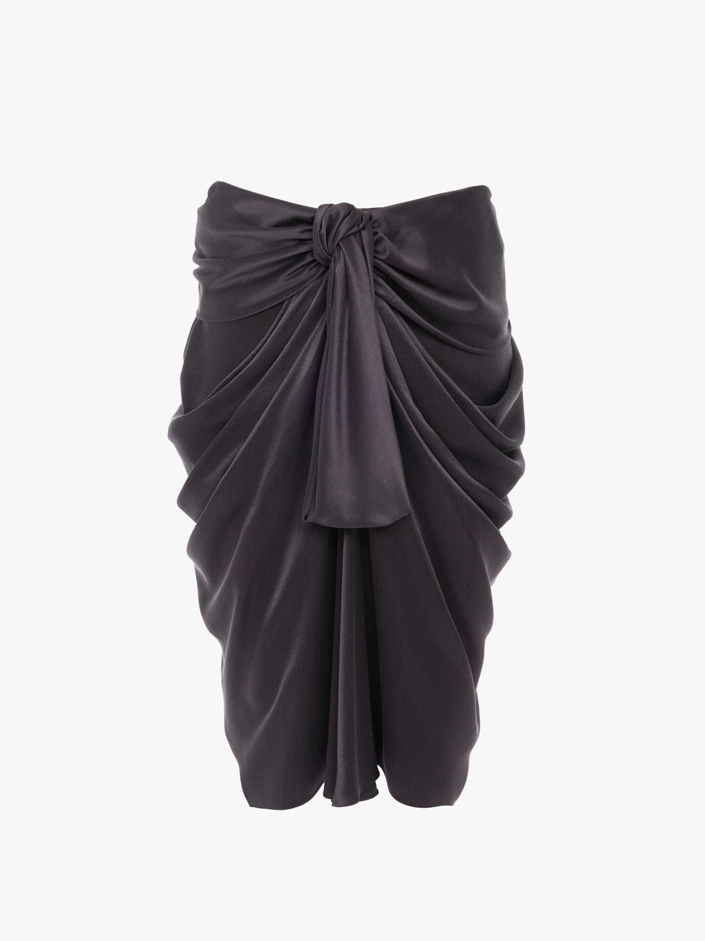 Knee-length wrap skirt in washed silk satin - 2.0