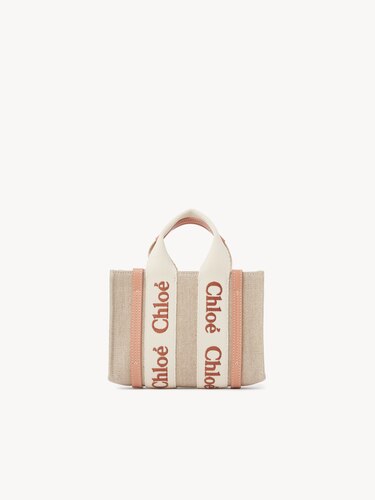 リネン＆レザー製Woodyミニトートバッグ Wooden Orange - Chloé