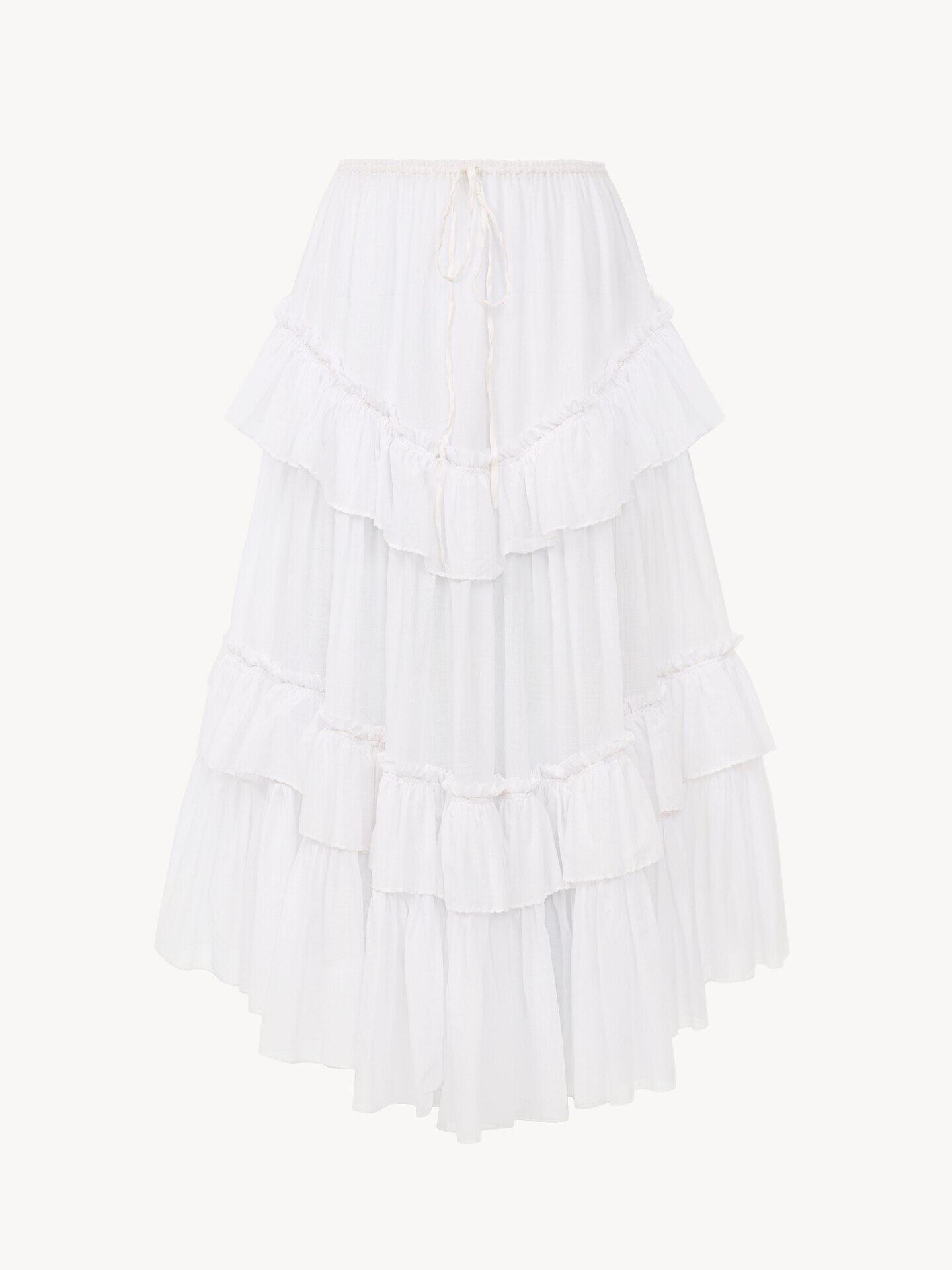 Layered ruffled midi skirt in cotton voile - 2.0