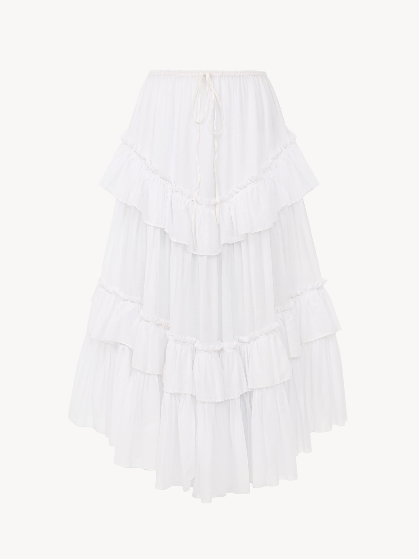 Cropped V-neck ruffle top in cotton voile & lace - 1