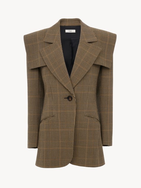 Single-breasted tailored jacket in Prince of Wales wool