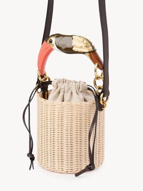 Bolso saco Chlo&eacute; Tropicus de mimbre