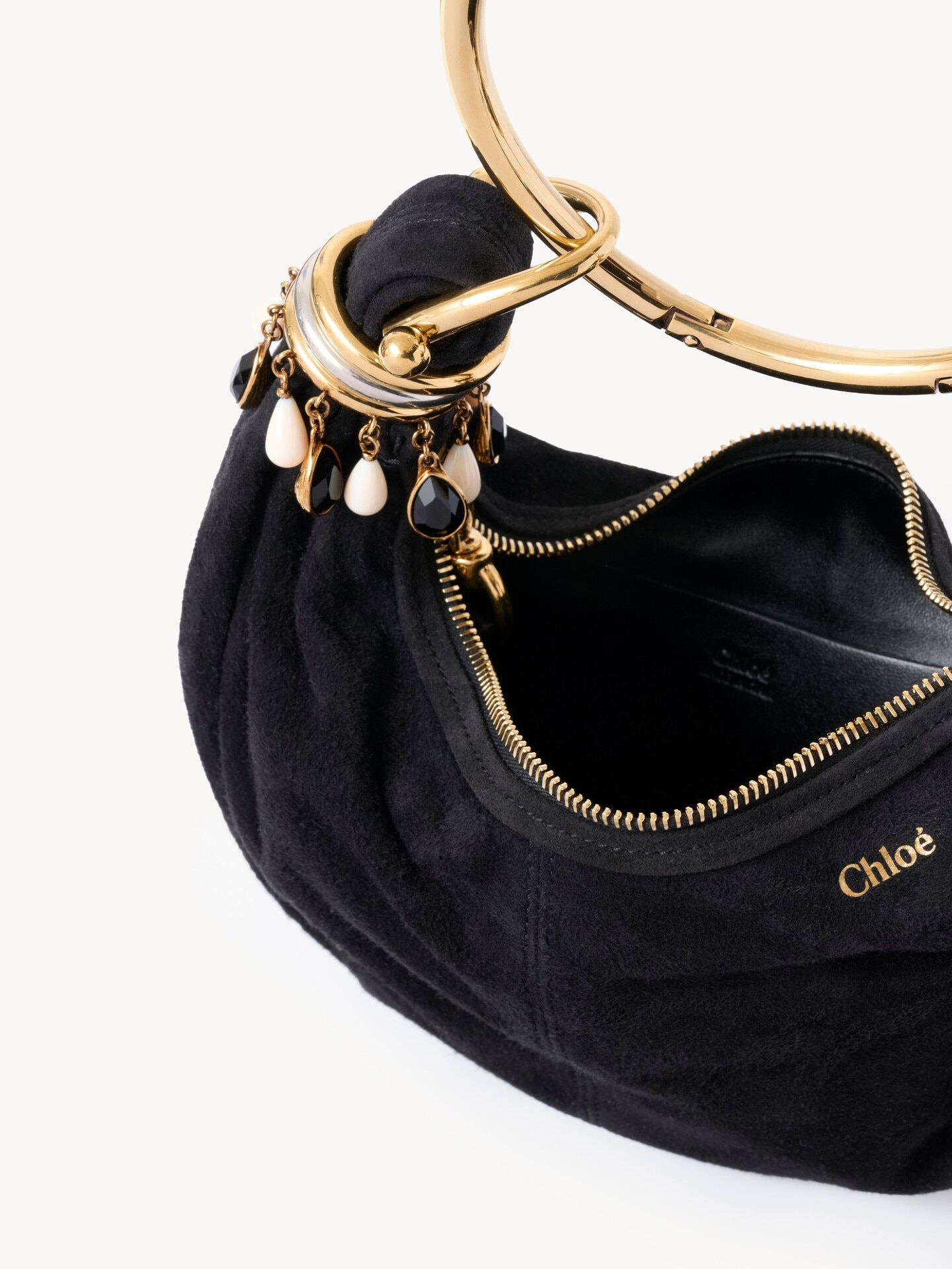 Mini Beaded Bracelet Hobo bag in suede leather - 5