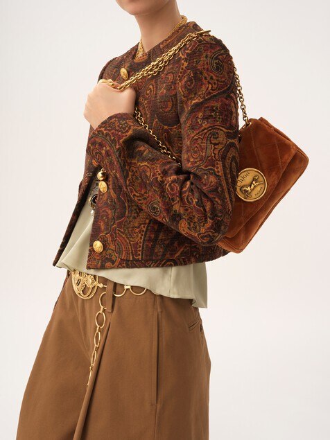 Bolso de hombro peque&ntilde;o Chlo&eacute; Heritage de terciopelo