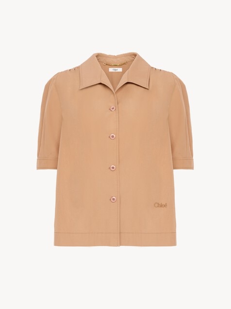 Short-sleeve shirt in cotton poplin