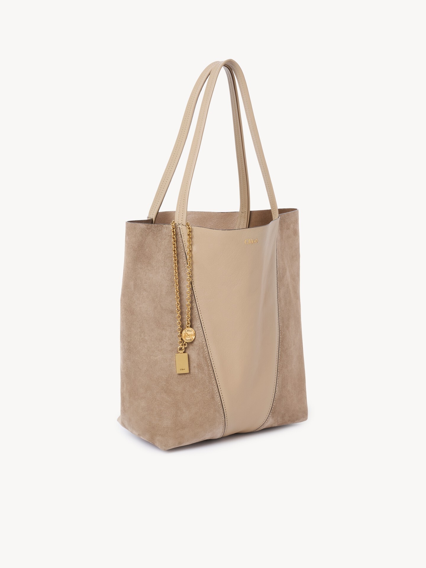 Chlo&eacute; Spin tote bag in grained & suede leather - 4