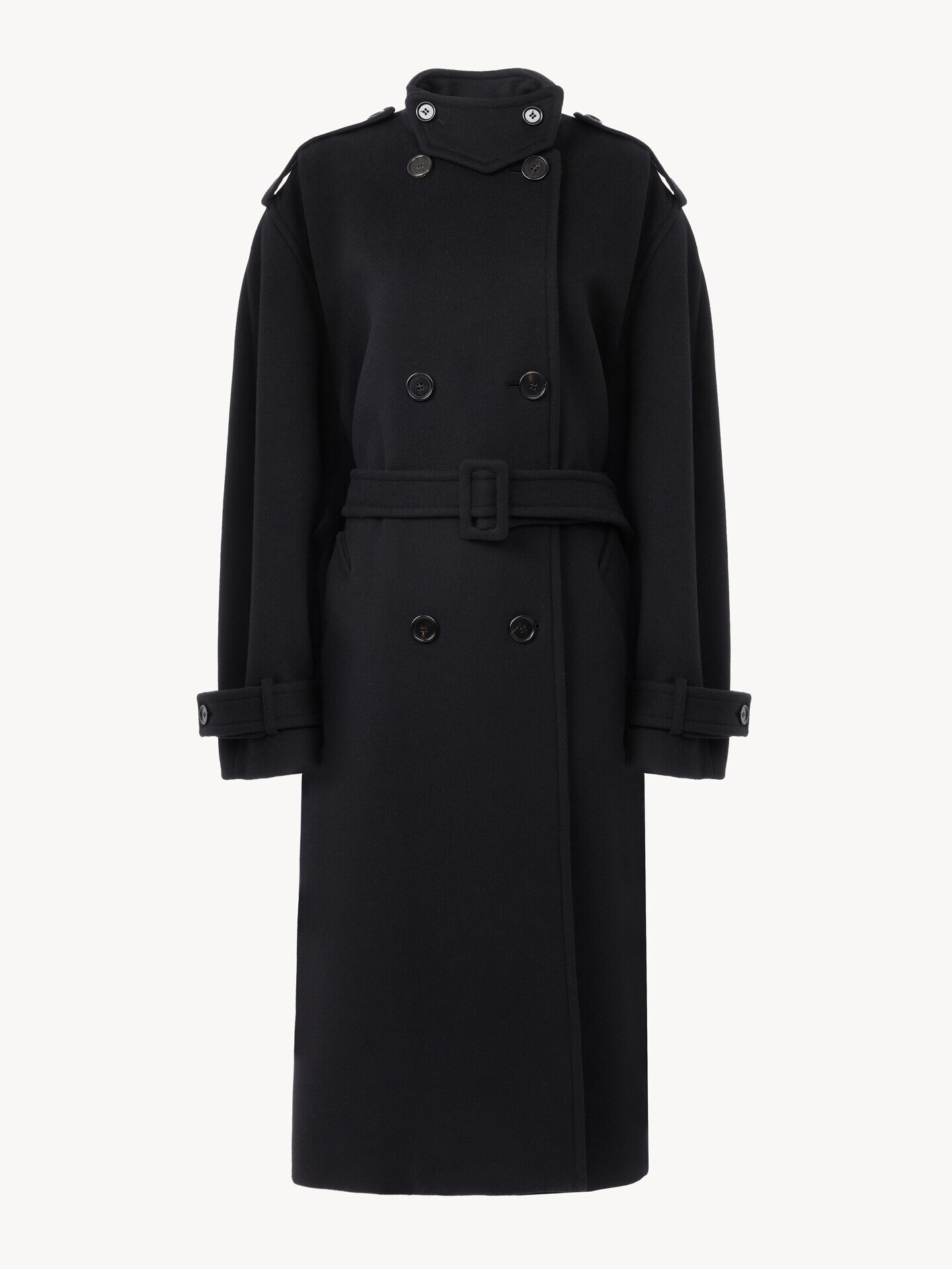 High-neck long coat in double-face wool - 2.0