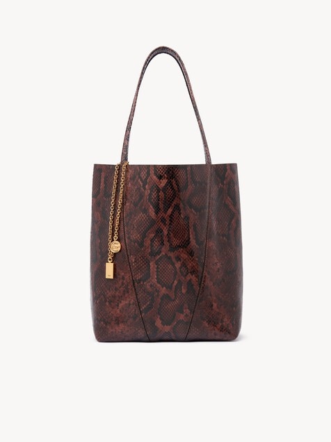 Chlo&eacute; Spin tote bag in python-effect leather