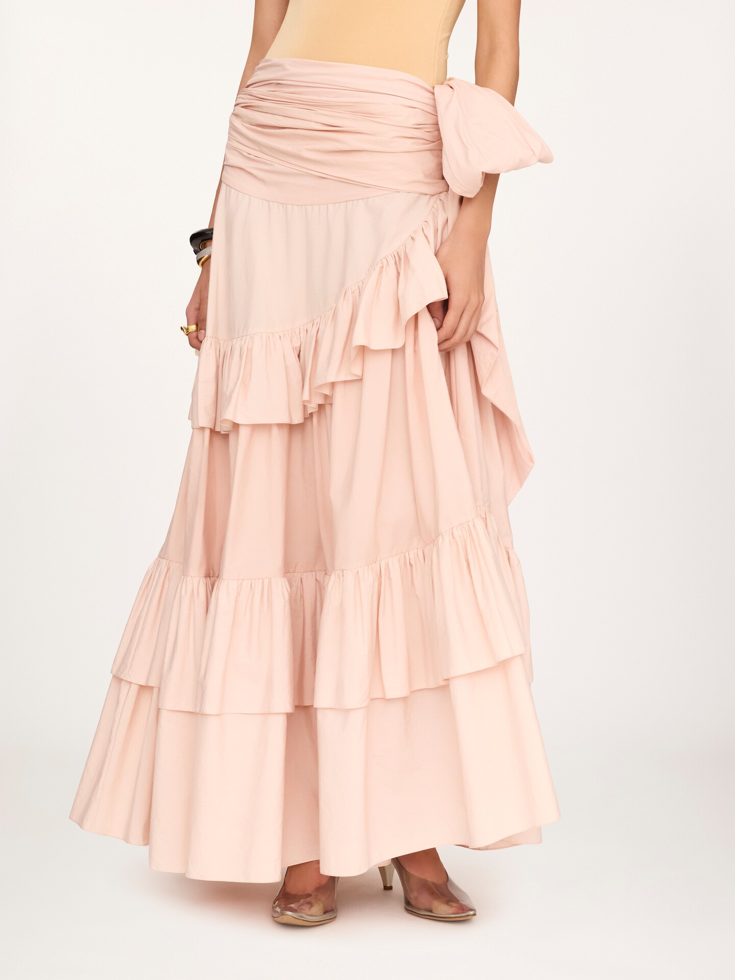 Ruffled long skirt in cotton poplin - 4