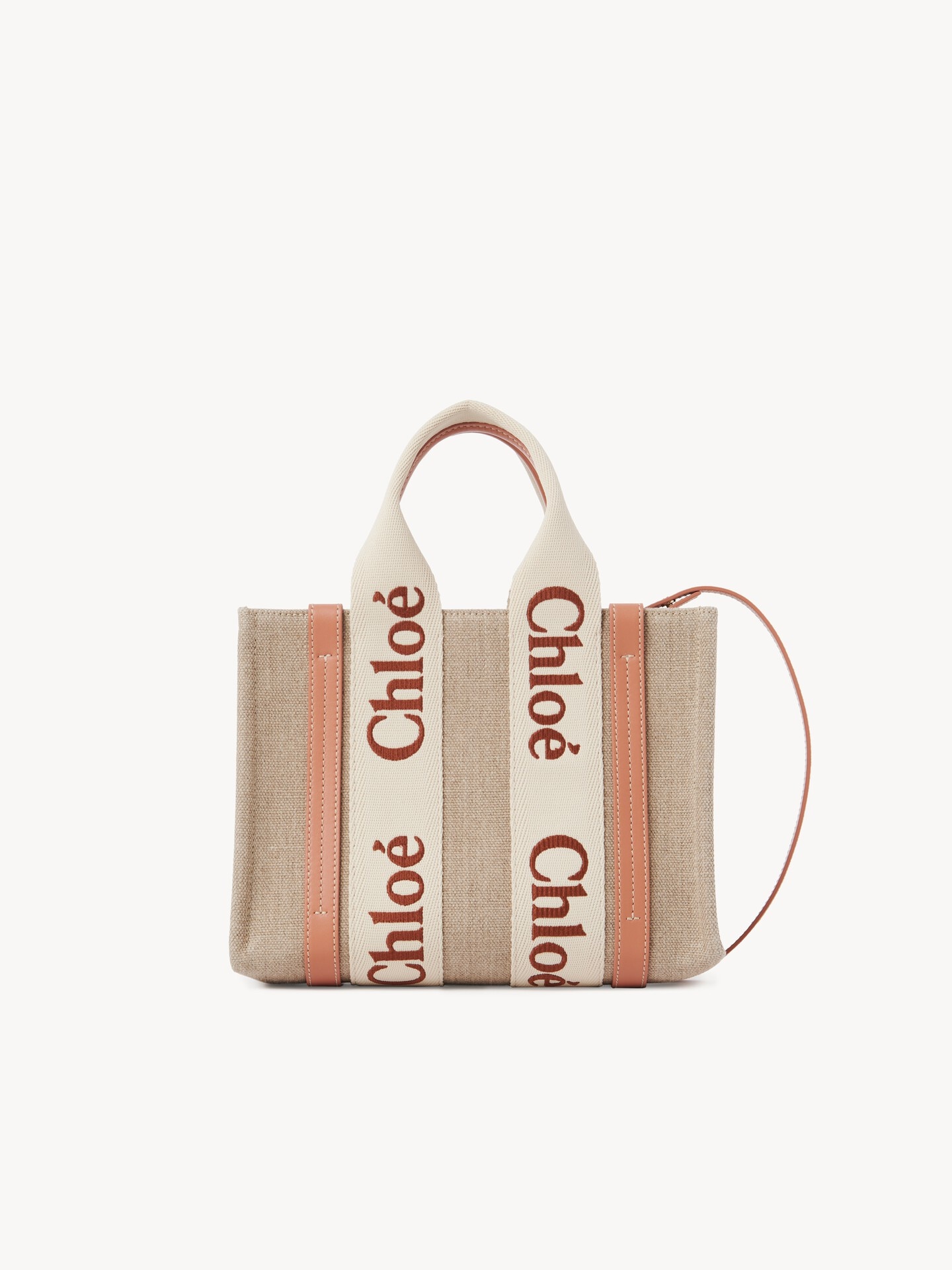 リネン製Woodyスモールトートバッグ オレンジ - Chloé