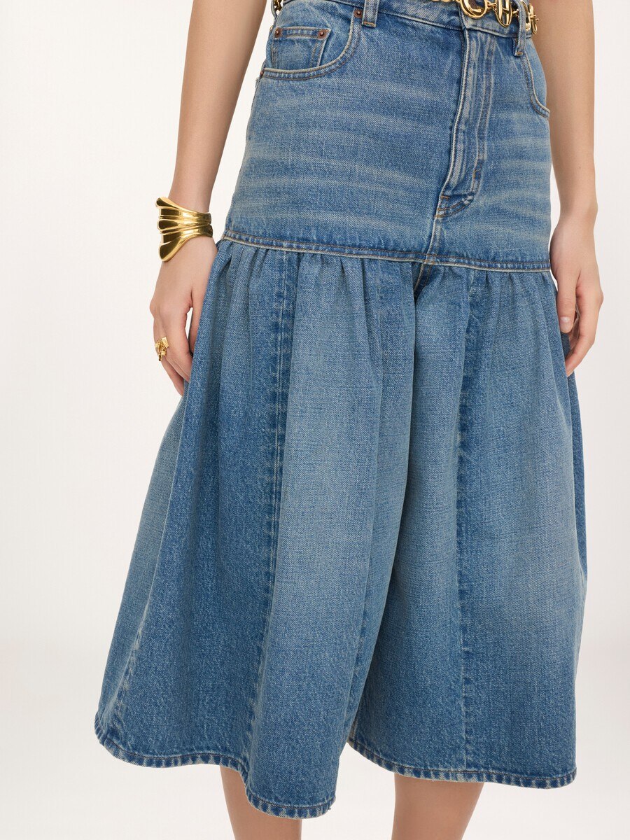 High-rise balloon bermuda shorts in denim - 6