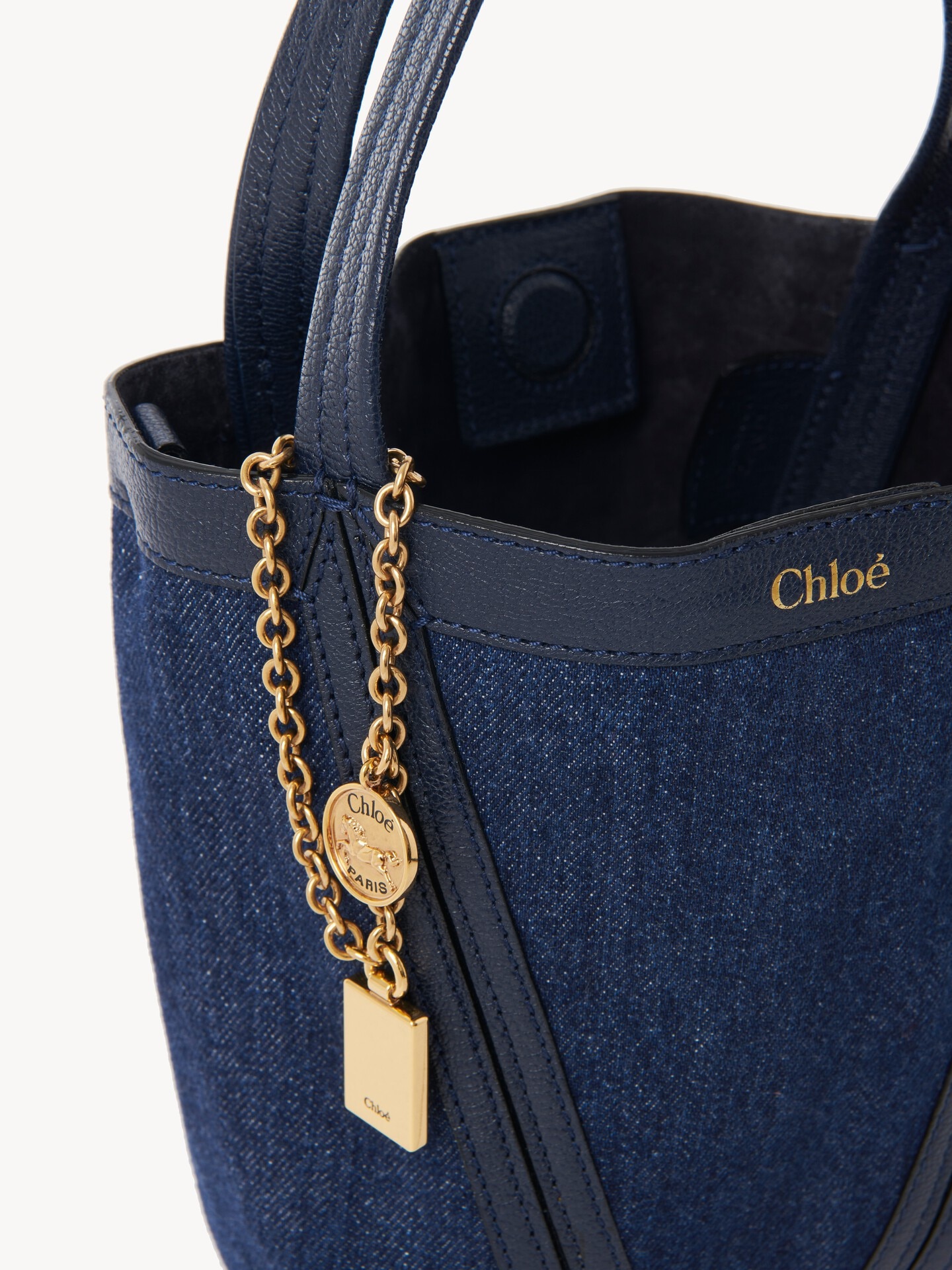 Small Chlo&eacute; Spin tote bag in denim - 7