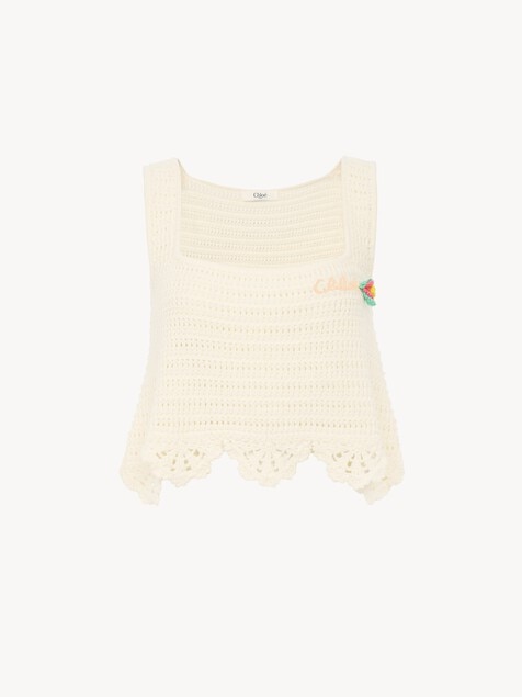 Top court sans manches en crochet