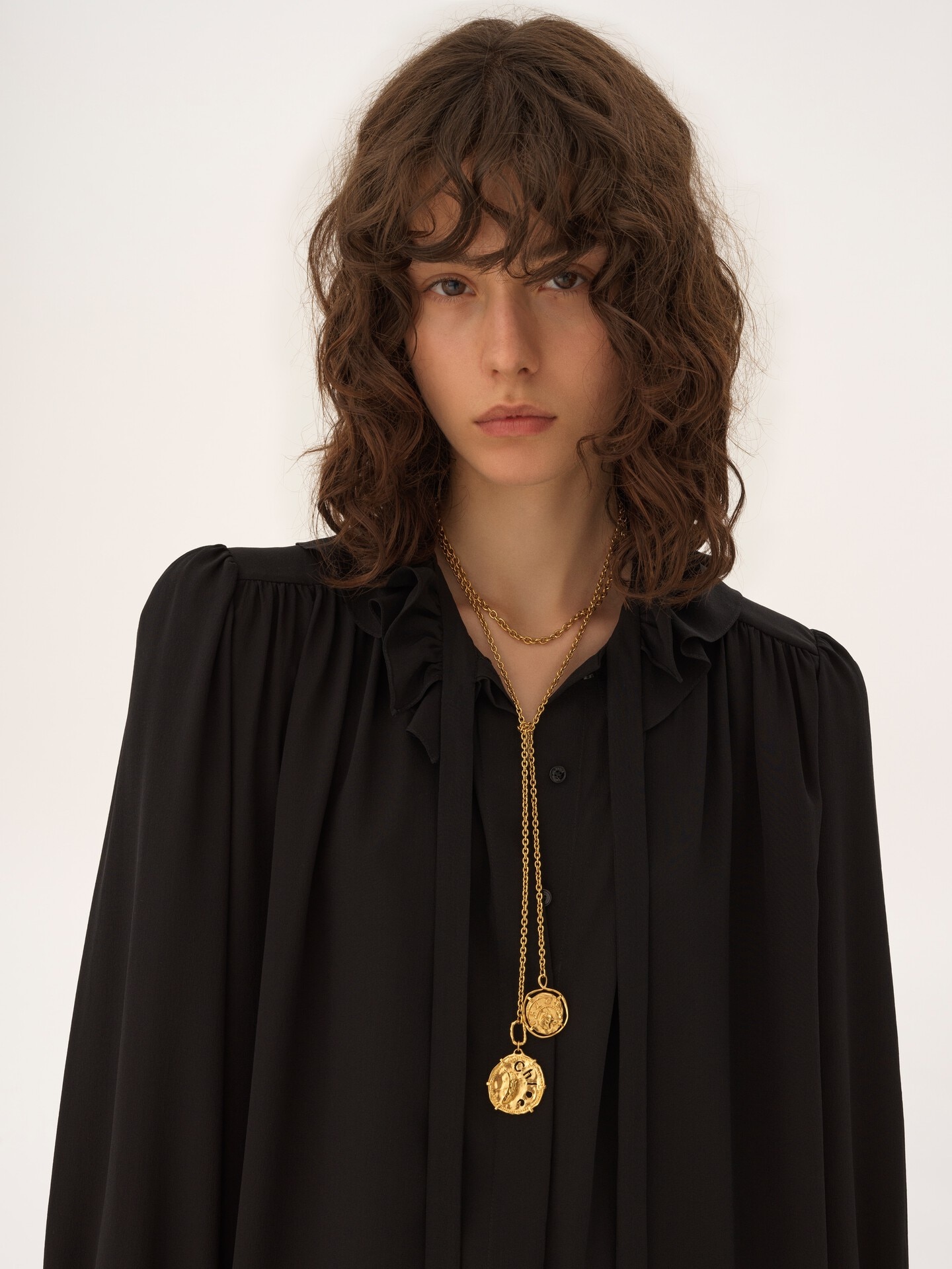 Mini robe manches longues en cr&ecirc;pe de chine - 6