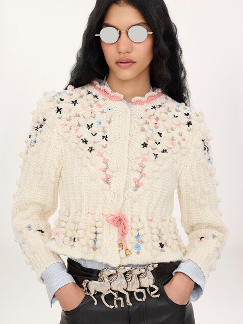 Cropped fitted cardigan in a wool knit