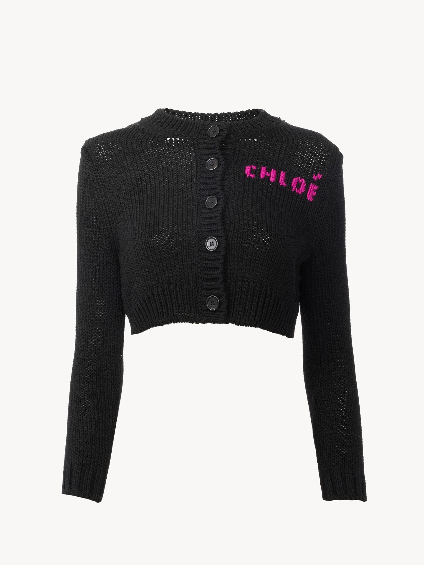 Cropped fitted logo cardigan in a cotton knit - 2.0
