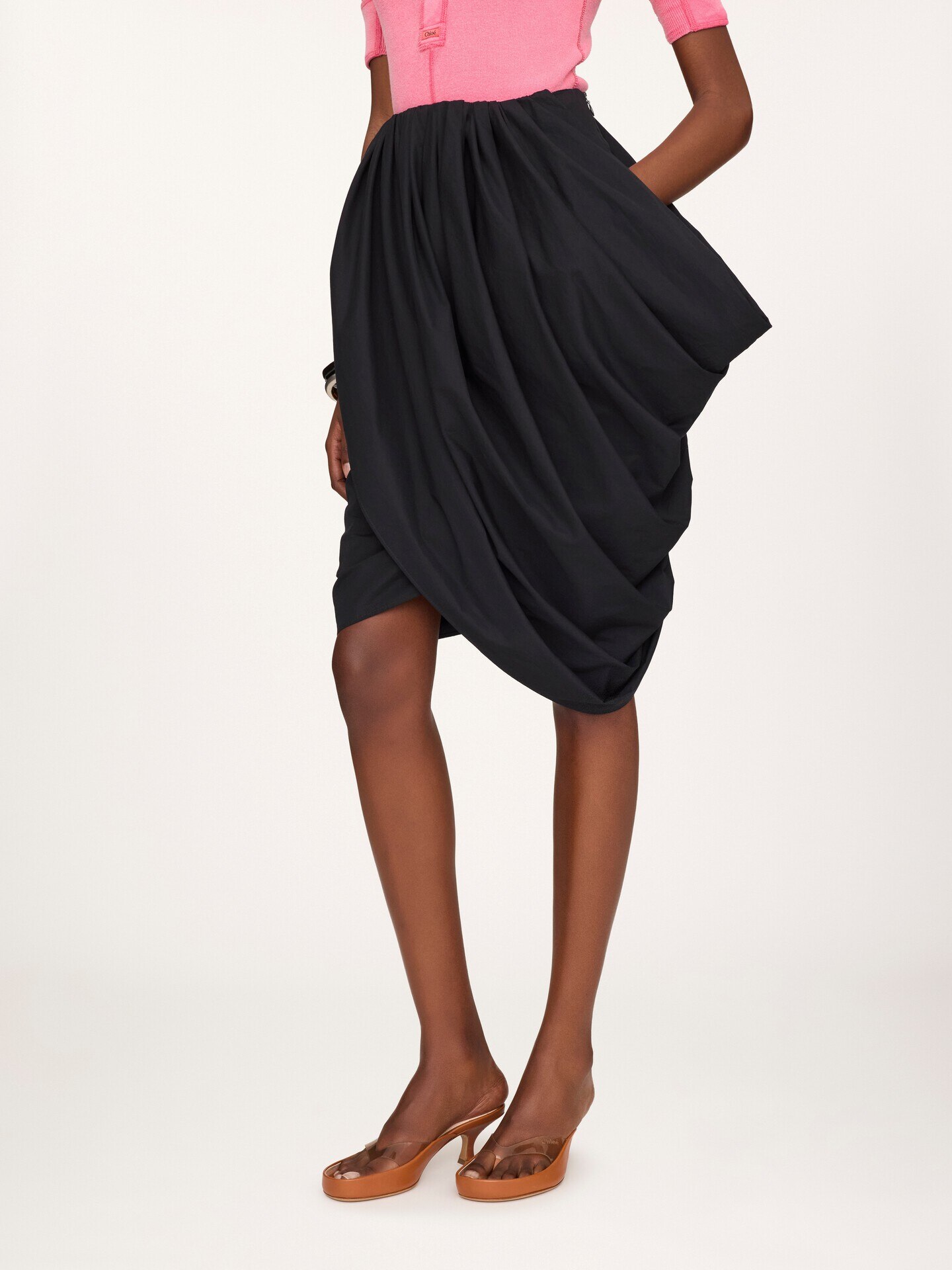 Knee-length wrap skirt in cotton poplin - 4