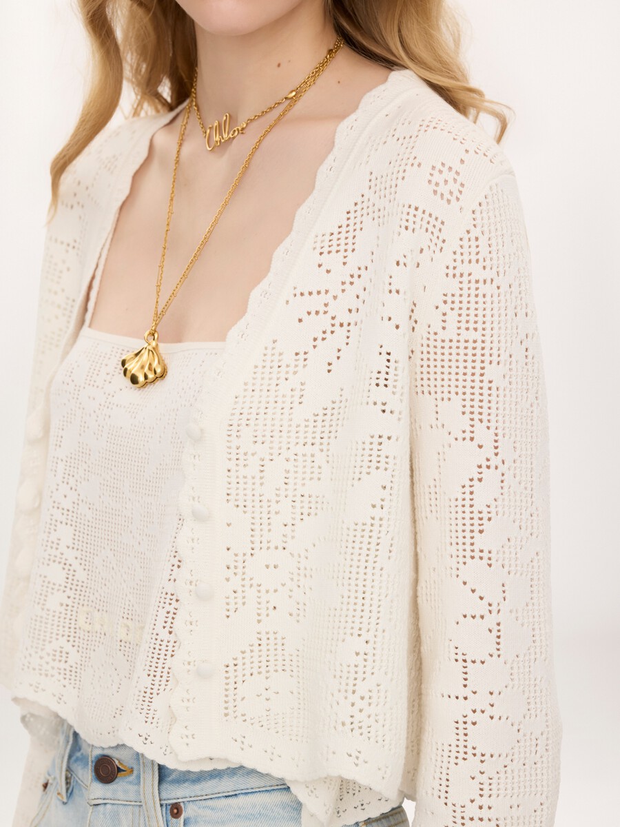 Cropped cardigan in a cotton knit - 6