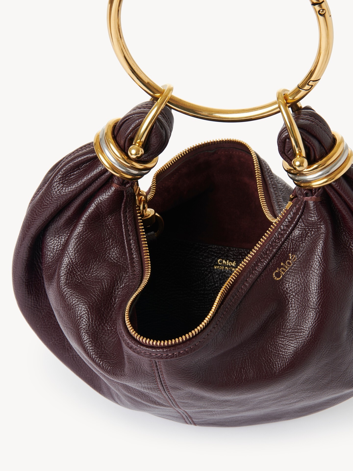 Small Bracelet hobo bag in grained leather - 5.0