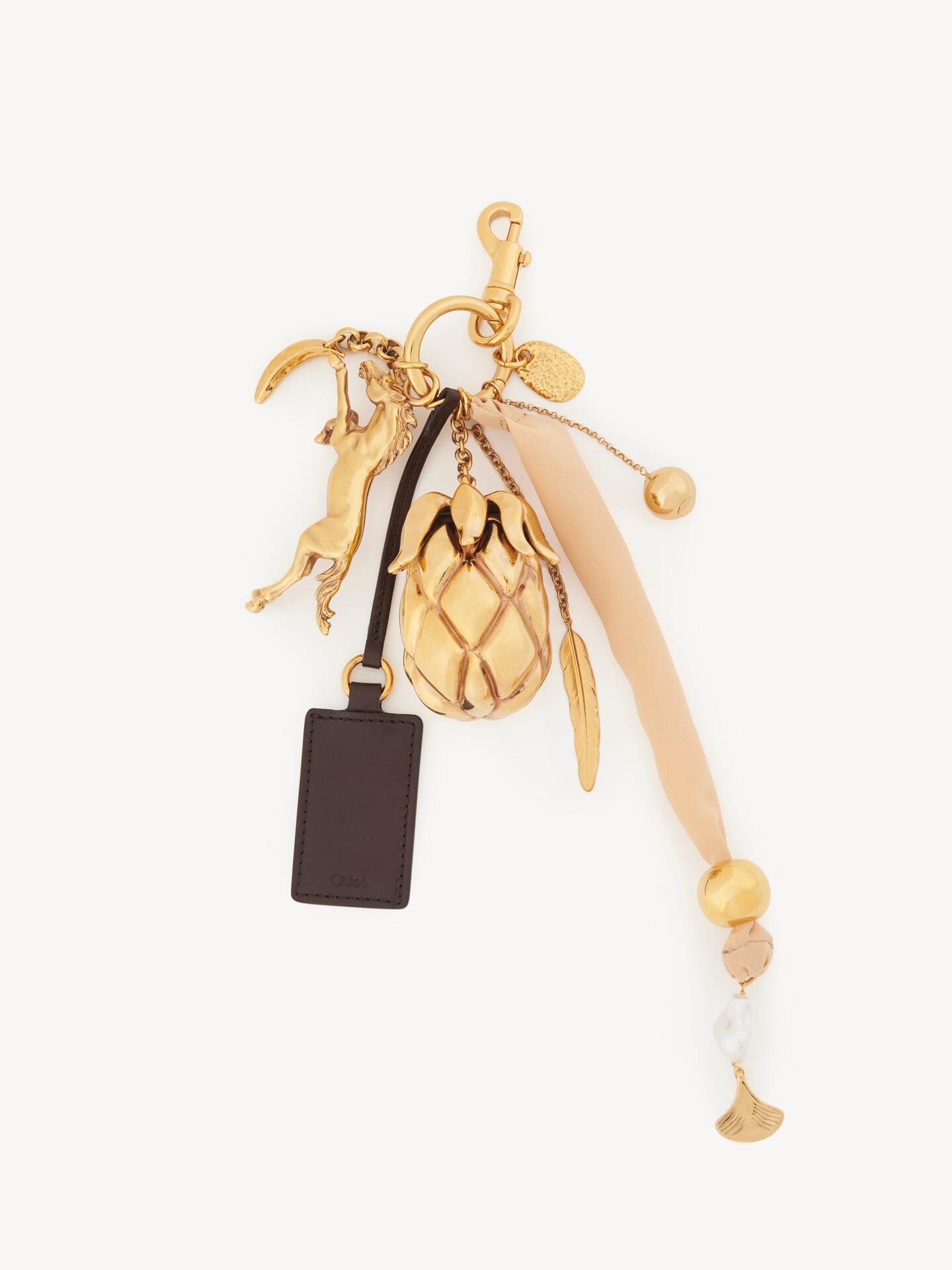 Charm para bolso Giga Pineapple de lat&oacute;n, cuero y tejido - 1