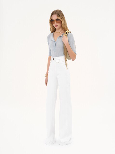 Short-sleeve Henley shirt in linen & silk knit