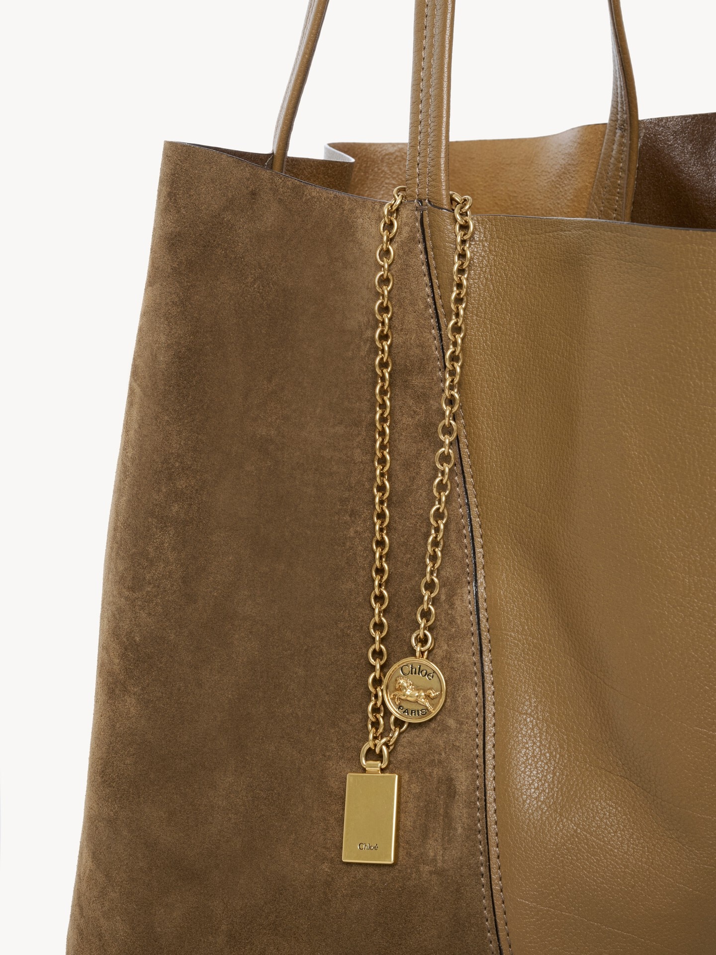 Large Chlo&eacute; Spin tote bag in grained & suede leather - 6