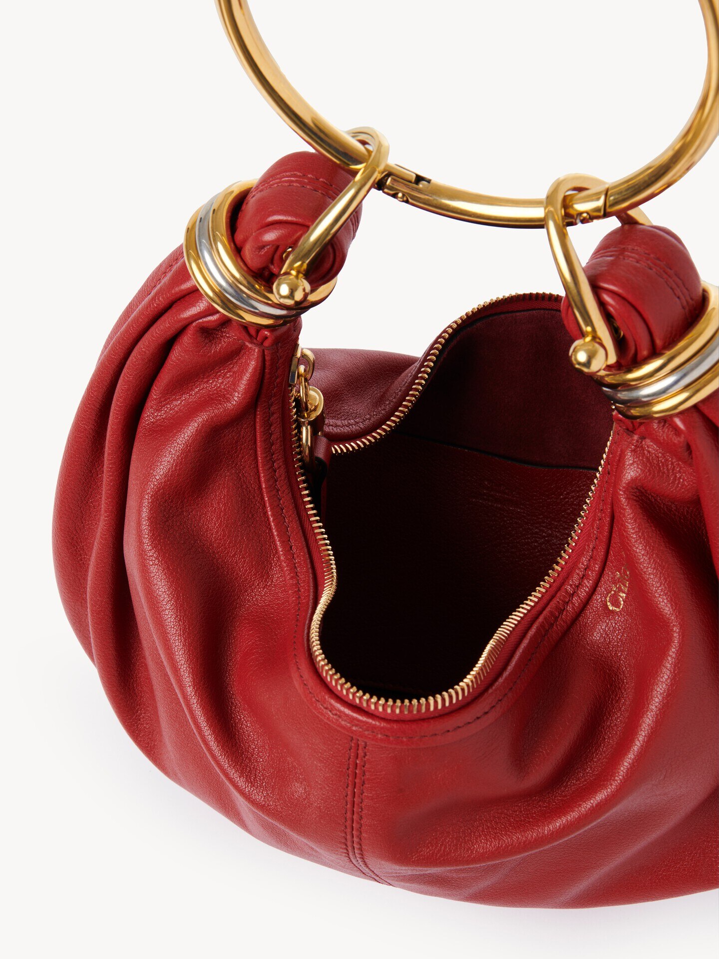 그레인드 가죽 스몰 Bracelet Hobo Bag - 7