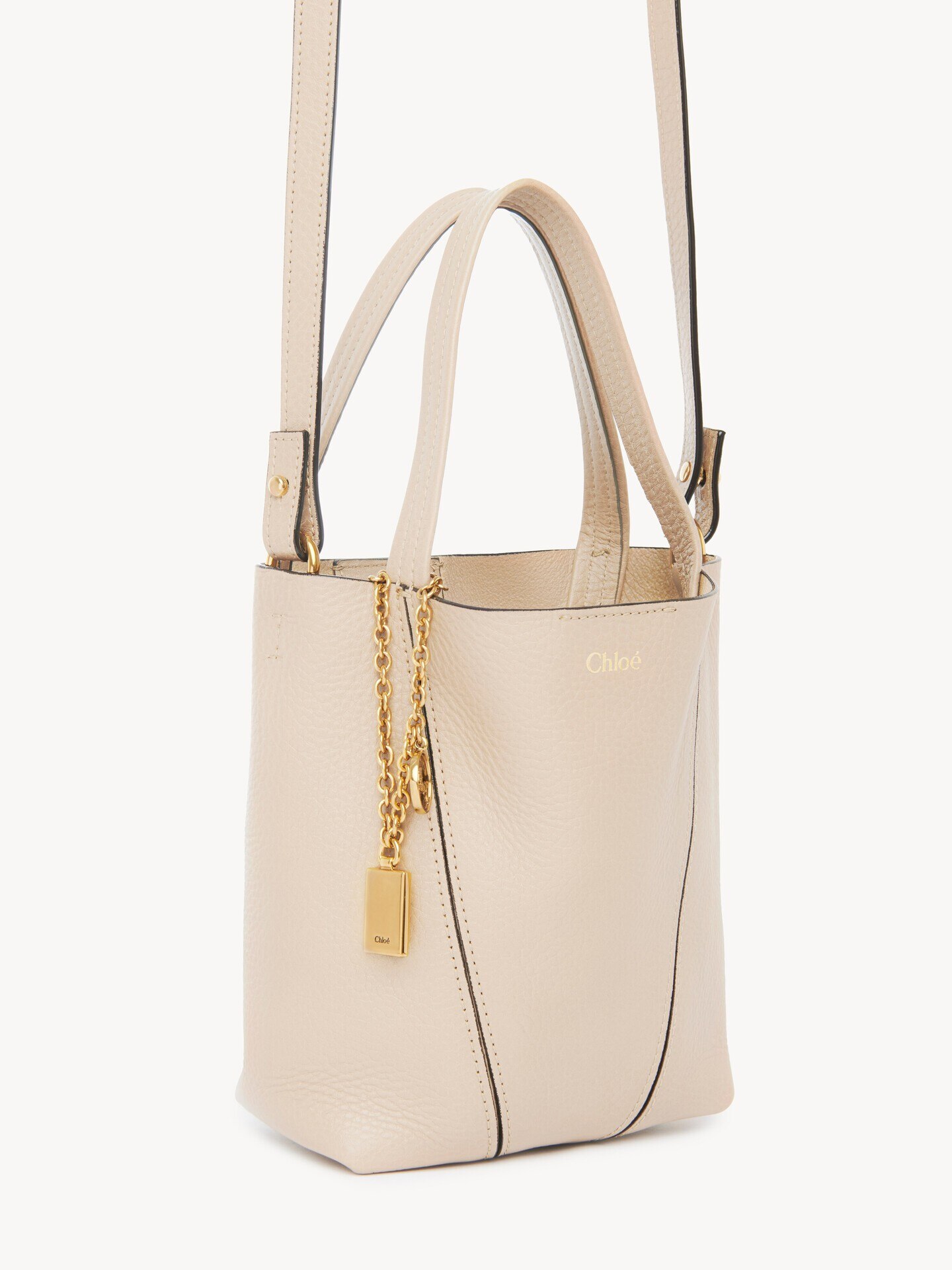 Small Chlo&eacute; Spin tote bag in grained leather - 4