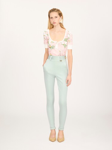 Fitted high-rise trousers in bonded stretch jersey - 3