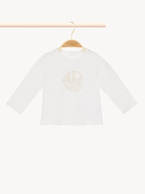 Maglietta a maniche lunghe con logo da neonata