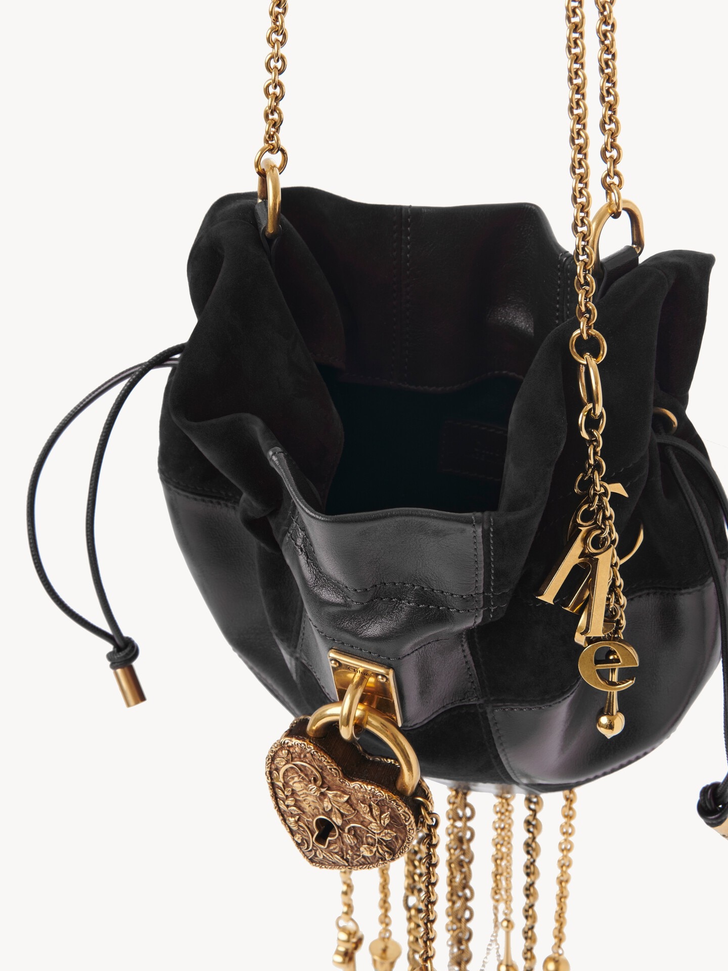 Ch&acirc;teau Treasures crossbody bag in grained & suede leather - 7